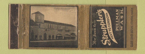 Matchbook Cover - Struppler's Pullman WA restaurant fountain WORN