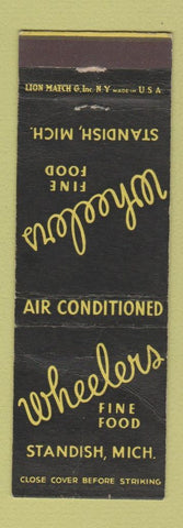 Matchbook Cover - Wheelers Fine Food Standish MI WORN