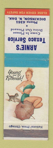 Matchbook Cover - Arnie's Texaco oil gas Dickinson ND pinup