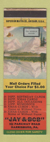 Matchbook Cover - Jay & Bob Greeting Cards Harrisburg PA WEAR