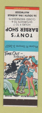 Matchbook Cover - Tony's Barber Shop Maywood IL hillbilly