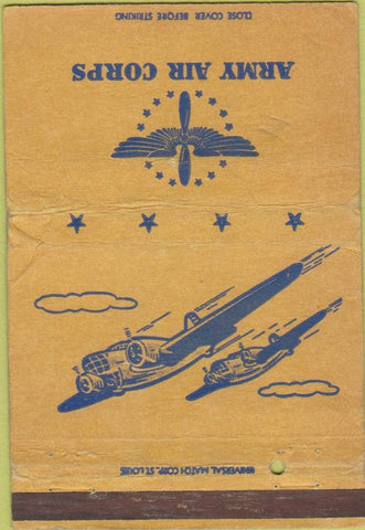 Matchbook Cover - Army Air Corps postcard WORN 40 Strike