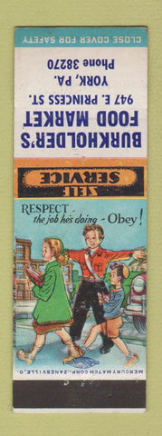 Matchbook Cover - Burkholder's Food Market grocery York PA