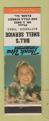 Matchbook Cover - Bill's Shell oil gas Elgin IL