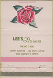 Matchbook Cover - Lee's Flowers Des Moines IA rose WEAR 40 Strike