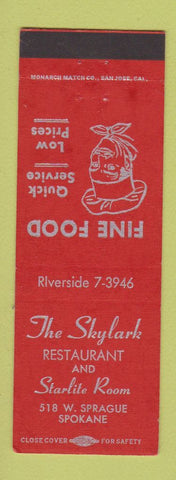Matchbook Cover - The Skylark Restaurant Starlite Room Spokane WA