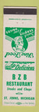 Matchbook Cover - BZB Restaurant St Johns MI