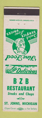 Matchbook Cover - BZB Restaurant St Johns MI