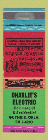 Matchbook Cover - Charlie's Electric Guthrie OK WEAR