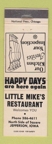 Matchbook Cover - Little Mike's Restaurant Jefferson IA