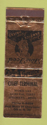 Matchbook Cover - Chief Terminal Mobil oil gas Cheyenne WY WEAR