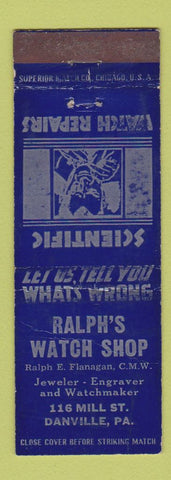Matchbook Cover - Ralph's Watch Shop Danville PA