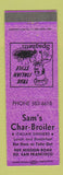 Matchbook Cover - Sam's Char Broiler South San Francisco CA