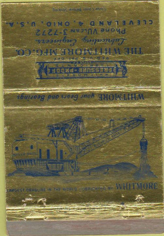 Matchbook Cover - Whitmore Manufacturing Lubrication Cleveland OH 40 Strike
