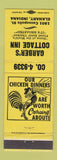 Matchbook Cover - Garber's Cottage Inn Elkhart IN YELLOW