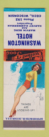 Matchbook Cover - Washington Hotel Cecil WI pinup Harvey Kammerman