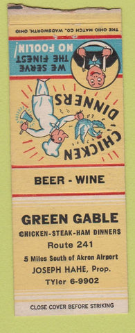 Matchbook Cover - Green Gable Restaurant Akron OH BOBTAIL