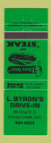 Matchbook Cover - L Byron's Drive In Restaurant Stoney Creek ON GREEN