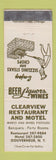 Matchbook Cover - Clearview Restaurant Motel Gouverneur NY WEAR