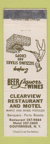 Matchbook Cover - Clearview Restaurant Motel Gouverneur NY WEAR
