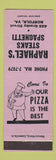 Matchbook Cover - Raphael's Steaks Spaghetti Norfolk VA pizza