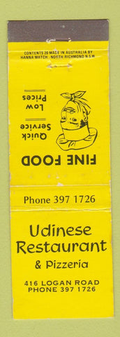 Matchbook Cover - Udinese Restaurant Pizza Australia WEAR