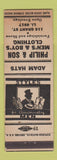 Matchbook Cover - Philip & Son Men's Clothes WORN