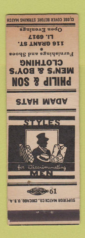 Matchbook Cover - Philip & Son Men's Clothes WORN