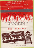 Matchbook Cover - Le Restaurant Au Carcan Inc Montreal CA steaks 40 Strike