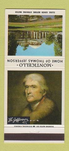 Matchbook Cover - Monticello VA Thomas Jefferson 30 Strike