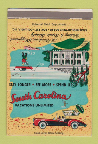 Matchbook Cover - South Carolina Tourism Columbia SC 40 Strike