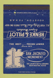 Matchbook Cover - San Jacinto Monument Houston TX Henke Pillot Grocery 40 Strike