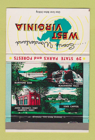 Matchbook Cover - Tourism West Virginia Charleston WV 40 Strike