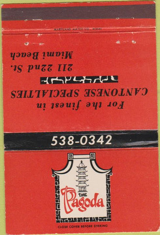 Matchbook Cover - The Pagoda Miami Beach FL Chinese food 40 Strike