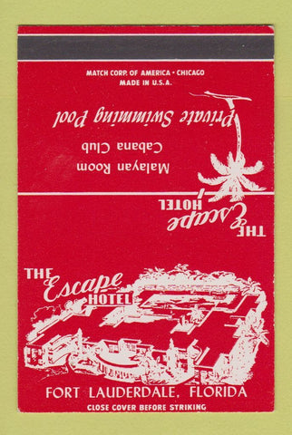 Matchbook Cover - The Escape Hotel Fort Lauderdale FL 40 Strike SAMPLE
