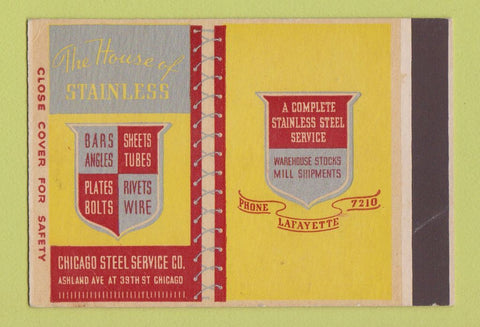 Matchbook Cover - Chicago Steel Service IL 40 Strike SAMPLE