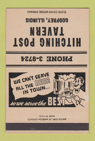 Matchbook Cover - Hitching Post Tavern Godfrey IL 40 Strike SAMPLE