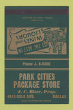 Matchbook Cover - Park Cities Package Liquor Dallas TX 40 Strike SAMPLE