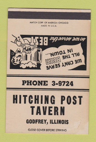 Matchbook Cover - Hitching Post Tavern Godfrey IL 40 Strike SAMPLE