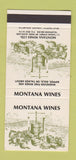 Matchbook Cover - Montana Wines Auckland New Zealand 30 Strike SAMPLE