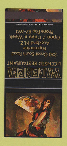 Matchbook Cover - Valencia Restaurant Auckland New Zealand 30 Strike SAMPLE