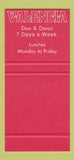 Matchbook Cover - Valencia Restaurant Auckland New Zealand 30 Strike SAMPLE