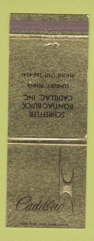 Matchbook Cover - Cadillac Schreffler Buick Pontiac Sunbury PA Jewel
