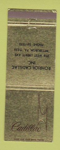 Matchbook Cover - Cadillac Rohrich Pittsburgh PA Jewel