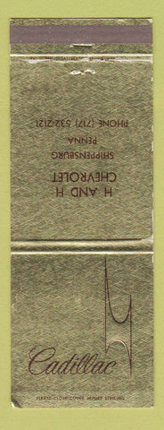 Matchbook Cover - Cadillac H&H Chevrolet Shippensburg PA Jewel WORN