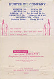 Matchbook Cover - Hunter Oil Co Minburg IA Harlan WORN 40 Strike