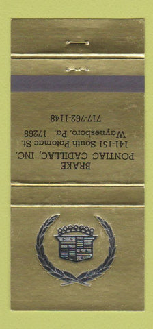Matchbook Cover - Brake Pontiac Cadillac Waynesboro PA 30 Strike