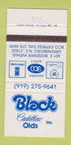 Matchbook Cover - Black Cadillac Oldsmobile Greensboro NC 30 Strike