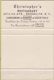 Matchbook Cover - Chrisopher's Brooklyn NY 40 Strike