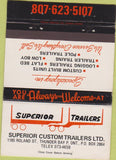 Matchbook Cover - Superior Trailers Thunder Bay ON 40 Strike